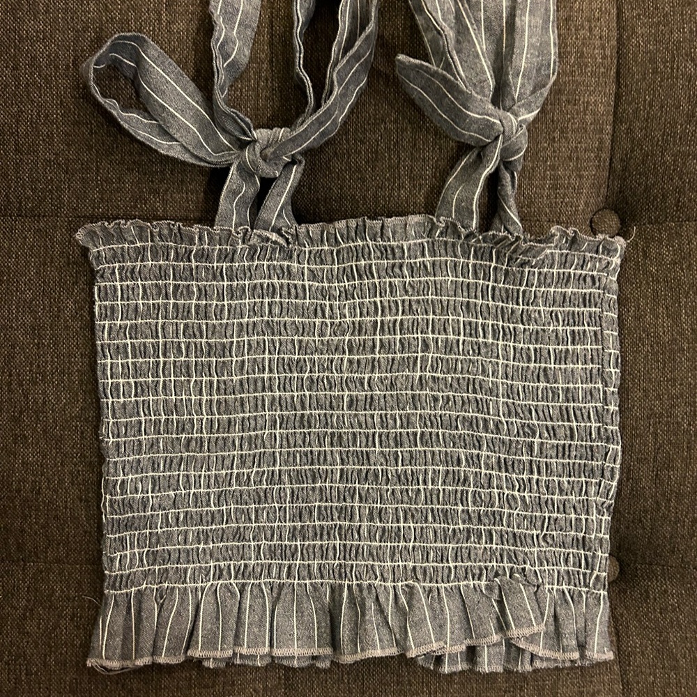 Striped Smocked Crop Top